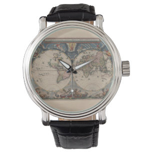 Antique World Map: Historical Cartography Art Armbandsur