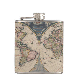 Antique World Map: Historical Cartography Art Fickplunta