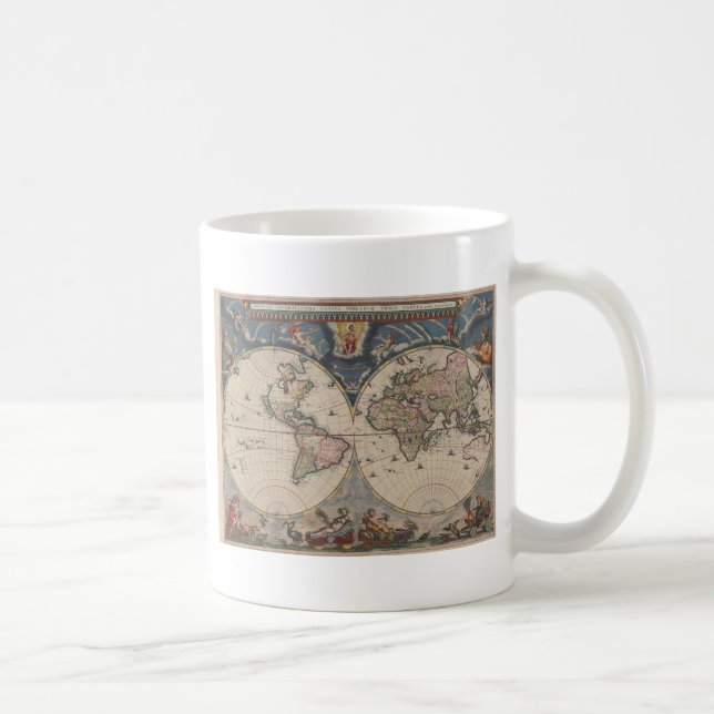 Antique World Map: Historical Cartography Art Kaffemugg (Höger)