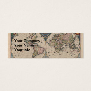 Antique World Map: Historical Cartography Art Litet Visitkort