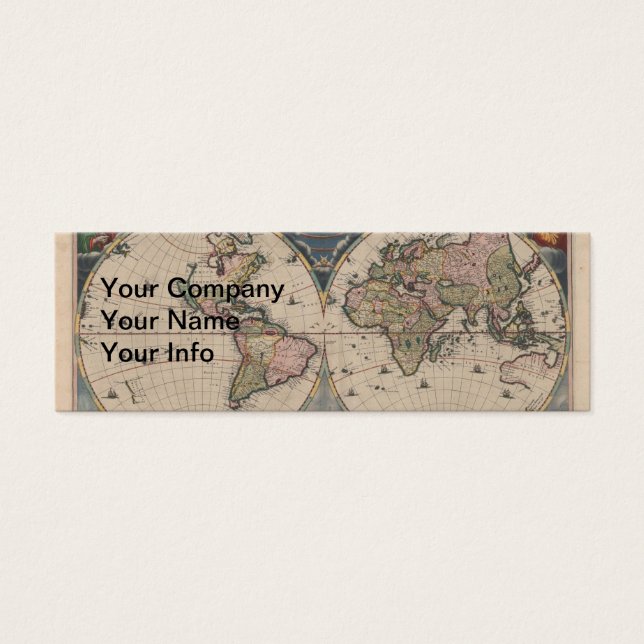 Antique World Map: Historical Cartography Art Litet Visitkort (Framsidan)