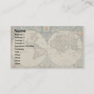 Antique World Map: Historical Cartography Art Visitkort