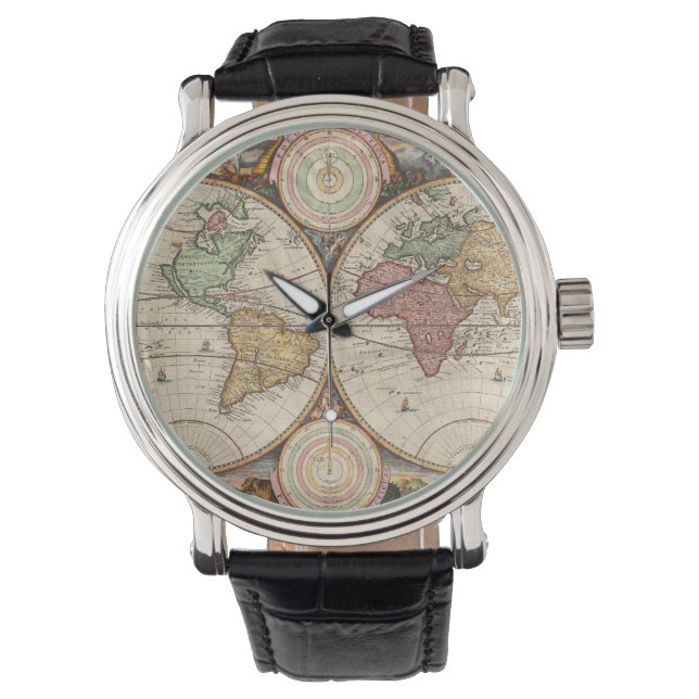Antique World Map i två hemisferenser Armbandsur (Framsida)