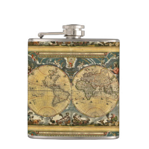 Antique World Map - Joan Blaeu - 1664 Fickplunta