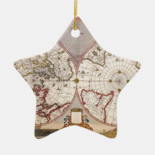 Antique World Map Julgransprydnad Keramik