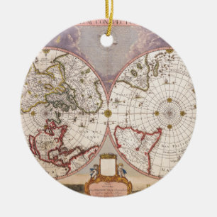 Antique World Map Julgransprydnad Keramik