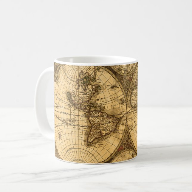 Antique World Map Kaffemugg (Framsida vänster)