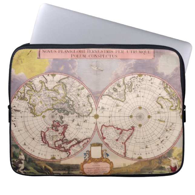 Antique World Map Laptop Fodral (Framsidan)