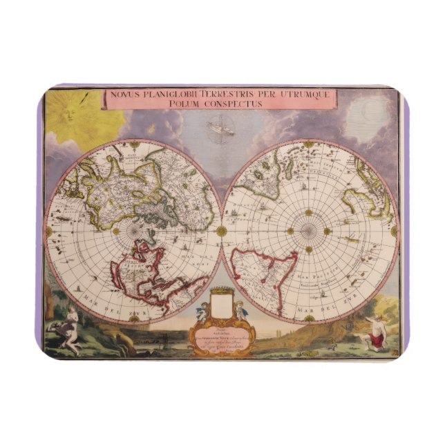 Antique World Map Magnet (Horisontell)