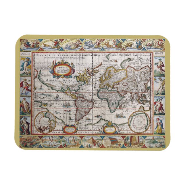 Antique World Map-magnet Magnet (Horisontell)