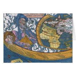 Antique World Map med Claudius Ptolemy, 1507 Hälsningskort