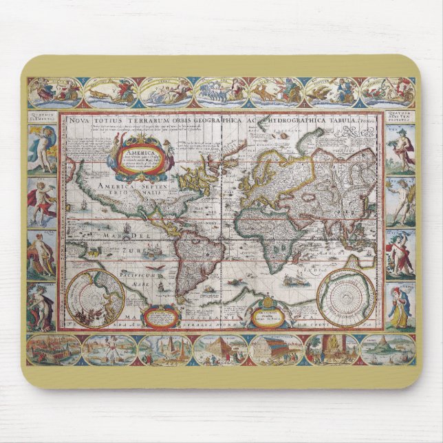 Antique World Map mousepad Musmatta (Framsidan)