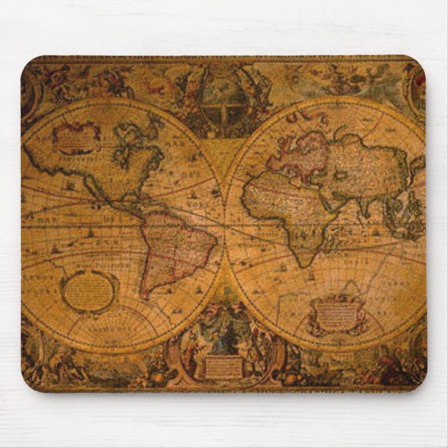 ANTIQUE World MAP Mousepad Musmatta (Framsidan)