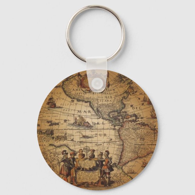 Antique World Map Nyckelring (Framsida)
