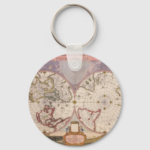Antique World Map Nyckelring