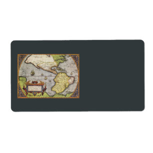 Antique World Map of the Americas, 1570 Fraktsedel