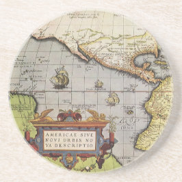 Antique World Map of the Americas, 1570 Underlägg Sandsten