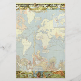 Antique World Map of the British Empire, 1886 Brevpapper