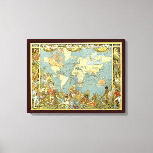 Antique World Map of the British Empire, 1886 Canvastryck
