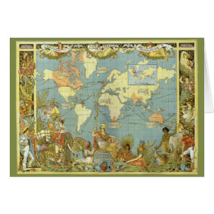 Antique World Map of the British Empire, 1886 Hälsningskort