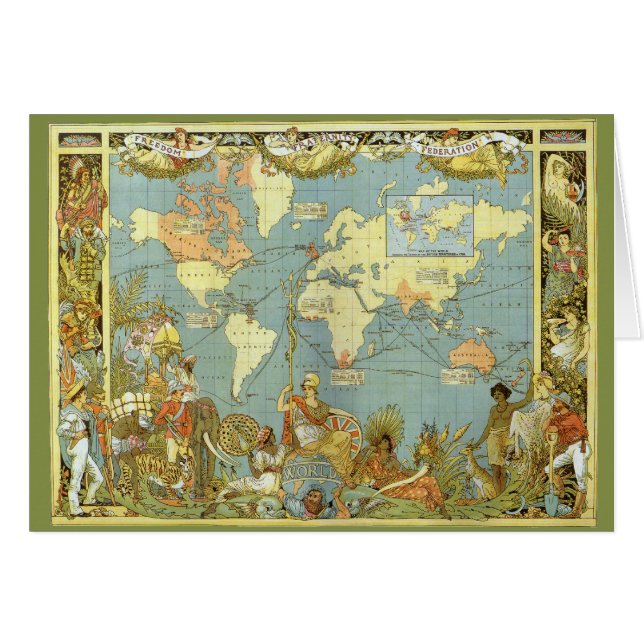 Antique World Map of the British Empire, 1886 Hälsningskort (Framsidan Horizontal)