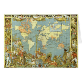 Antique World Map of the British Empire, 1886 Hälsningskort
