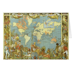 Antique World Map of the British Empire, 1886 Hälsningskort