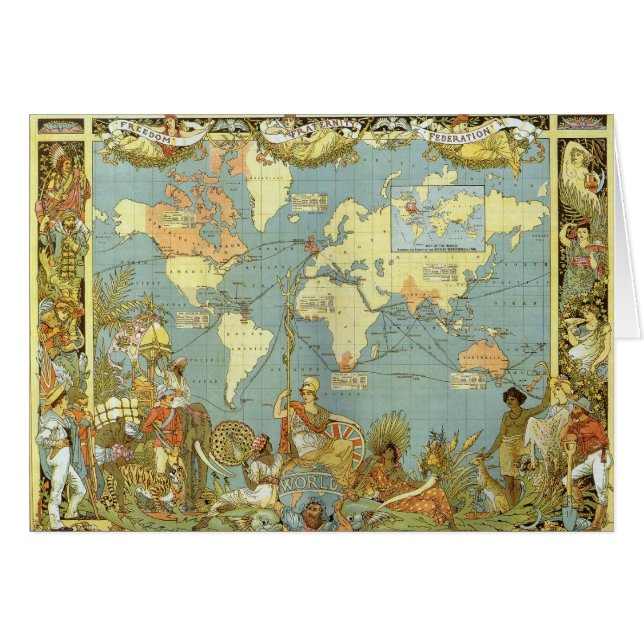 Antique World Map of the British Empire, 1886 Hälsningskort (Framsidan Horizontal)