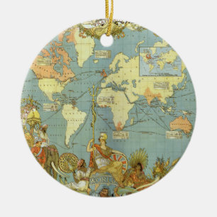 Antique World Map of the British Empire, 1886 Julgransprydnad Keramik