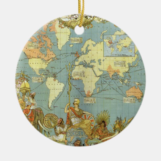 Antique World Map of the British Empire, 1886 Julgransprydnad Keramik (Framsidan)