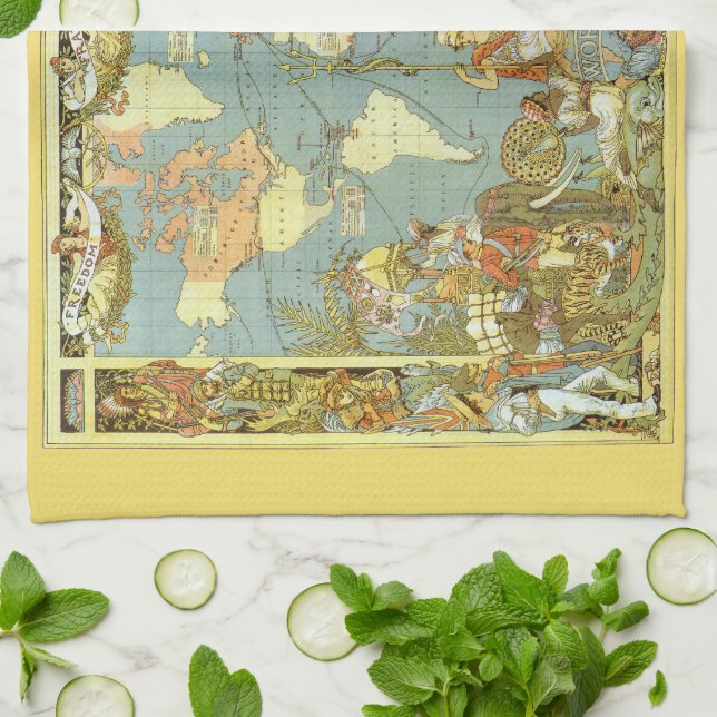Antique World Map of the British Empire, 1886 Kökshandduk (Vikta)