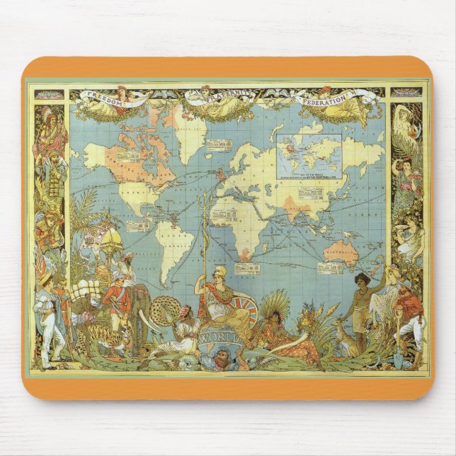 Antique World Map of the British Empire, 1886 Musmatta (Framsidan)
