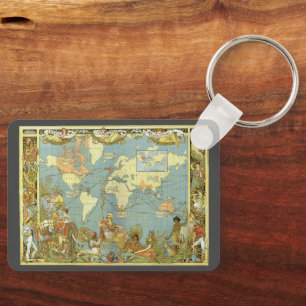 Antique World Map of the British Empire, 1886 Nyckelring