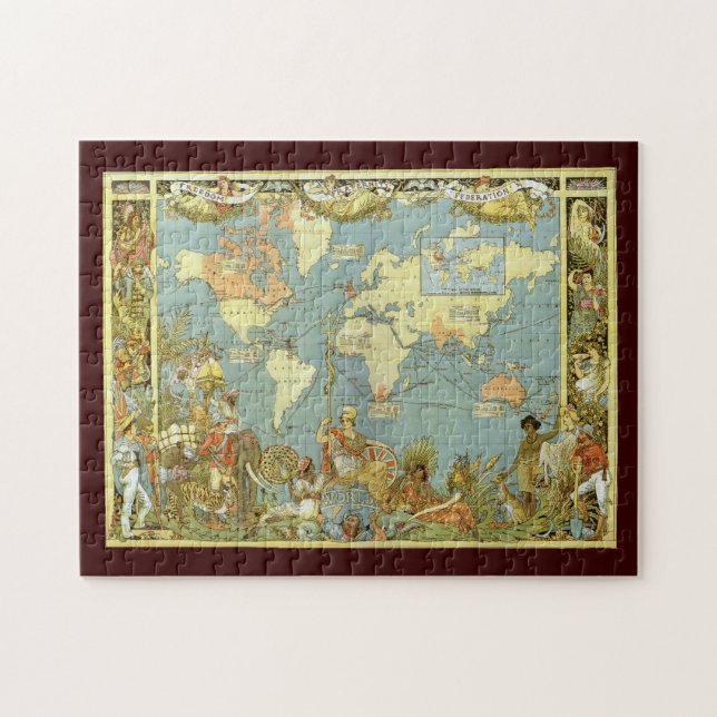 Antique World Map of the British Empire, 1886 Pussel (Horisontell)