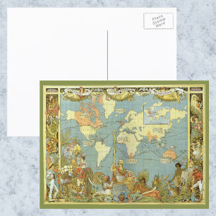 Antique World Map of the British Empire, 1886 Vykort