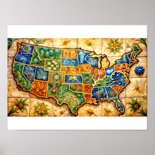 Antique World Map Poster