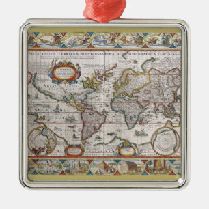 Antique World Map-prydnadsföremål Julgransprydnad Metall