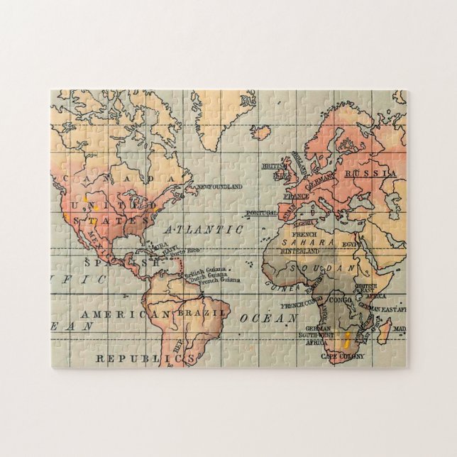 Antique World Map Pussel (Horisontell)