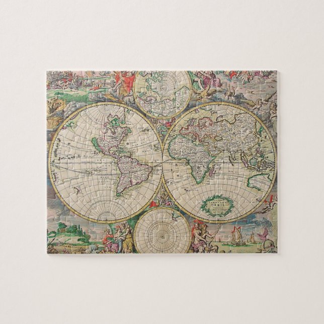 Antique World Map Pussel (Horisontell)