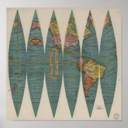 Antique World Map Rand McNally 1891 Poster
