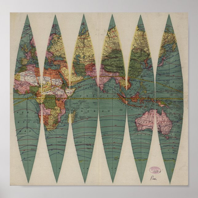 Antique World Map Rand McNally 1891 Poster (Framsidan)