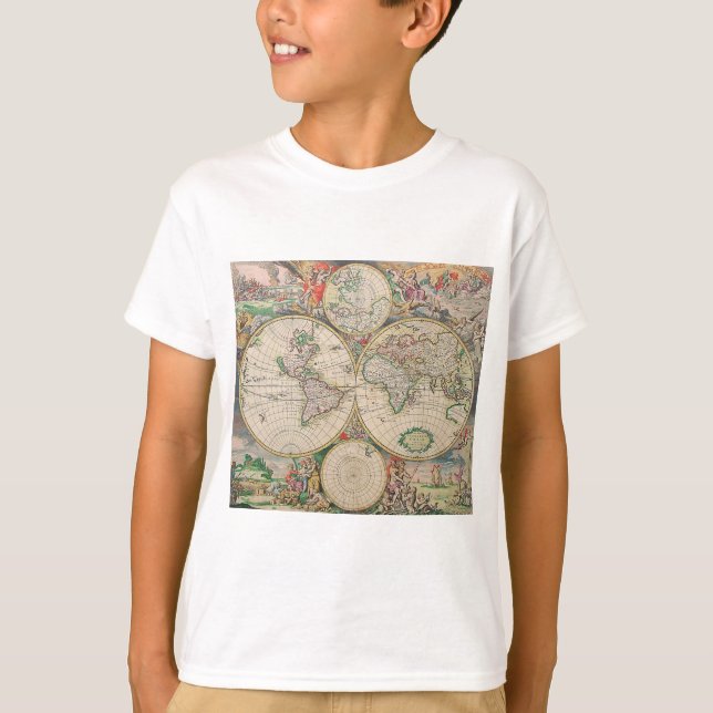Antique World Map T Shirt (Framsida)