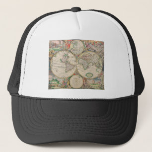 Antique World Map Truckerkeps