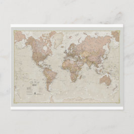Antique World Map Vykort
