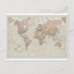Antique World Map Vykort