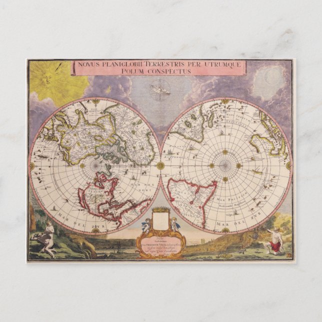 Antique World Map Vykort (Framsida)