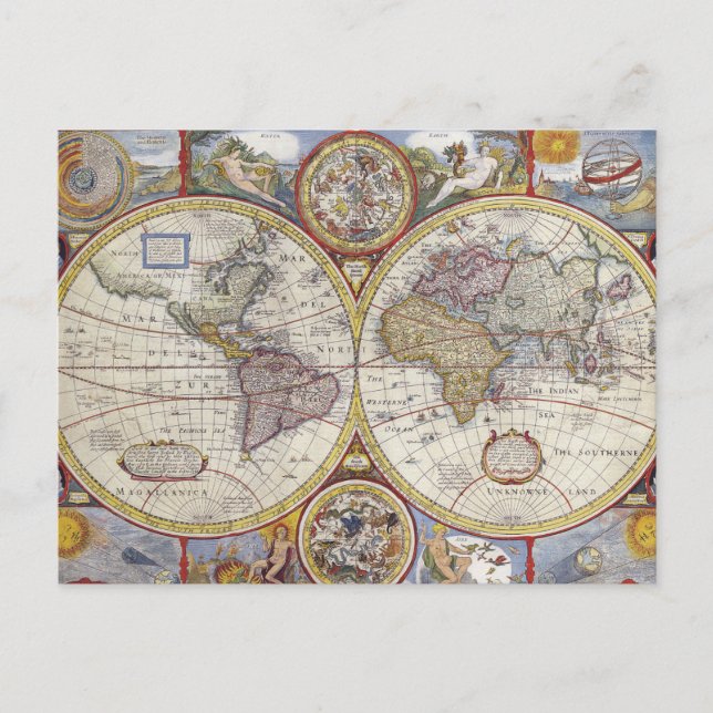 Antique World Map Vykort (Framsida)