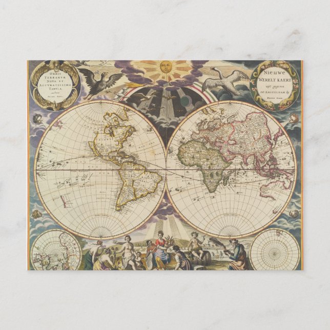 Antique World Map, vykort (Framsida)