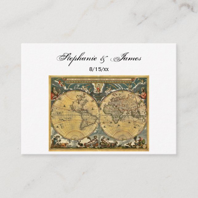 Antique World Map White #2-kort Placeringskort (Framsida)