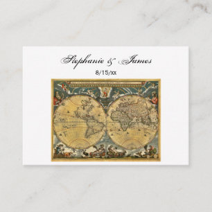 Antique World Map White #2-platskort Placeringskort